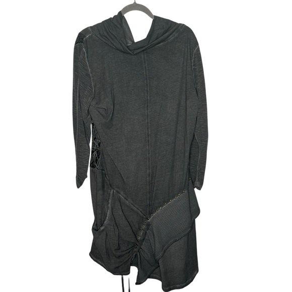 Angels Never Die Gray Graphic Print Long Sleeve Ruched Dress - Picture 3 of 14